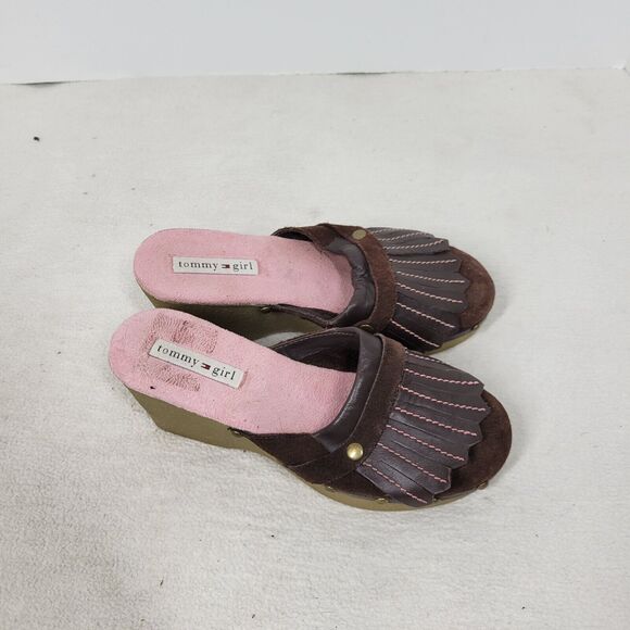 Tommy Girl Clogs Womens Size 6M Tassel Kiltie Leather Shoes Clog City School - Picture 2 of 11